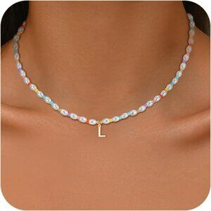 Charming 14K Gold Plated Pearl Initial Necklace for Girls - Adjustable Size